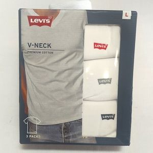 3 Levi's V-neck T-shirts Men's Lg NWT